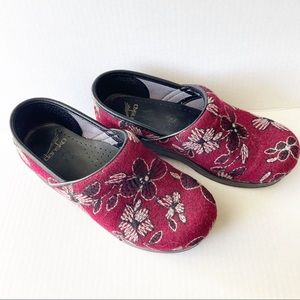 Dansko Floral Felt Red Clog